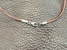 Moroccan Agatized Stromatolite Stone Pendant and Distressed Brown Leather Necklace