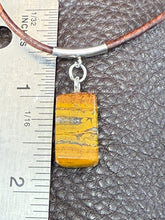 Moroccan Agatized Stromatolite Stone Pendant and Distressed Brown Leather Necklace