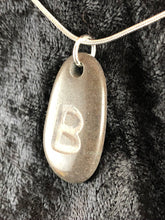 Monogram Initial Sand Carved Focal Bead Sterling Silver Necklace
