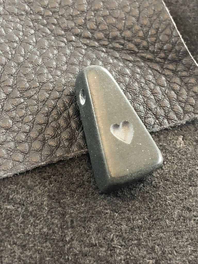 Trapazoid Basalt Carved Heart Focal Bead