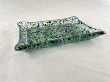 Fused Glass Soap Dish - "Blue/Green Speckles"