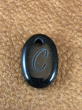 Monogram Initial Sand Carved Focal Bead Sterling Silver Necklace