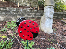 Lady Bug Plant Stake - Fused Glass Garden Art