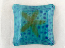 Medium Fused Glass Tray - "Blue Sea Starfish"