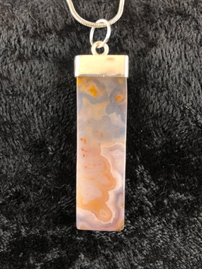 Turkish Agate Stone and Sterling Silver Pendant Necklace