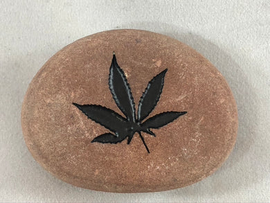 Pot Leaf - Sand Carved Stone