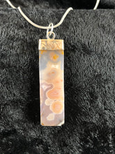 Turkish Agate Stone and Distressed Sterling Silver Pendant Necklace