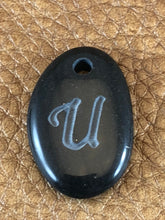 Monogram Initial Sand Carved Focal Bead Sterling Silver Necklace
