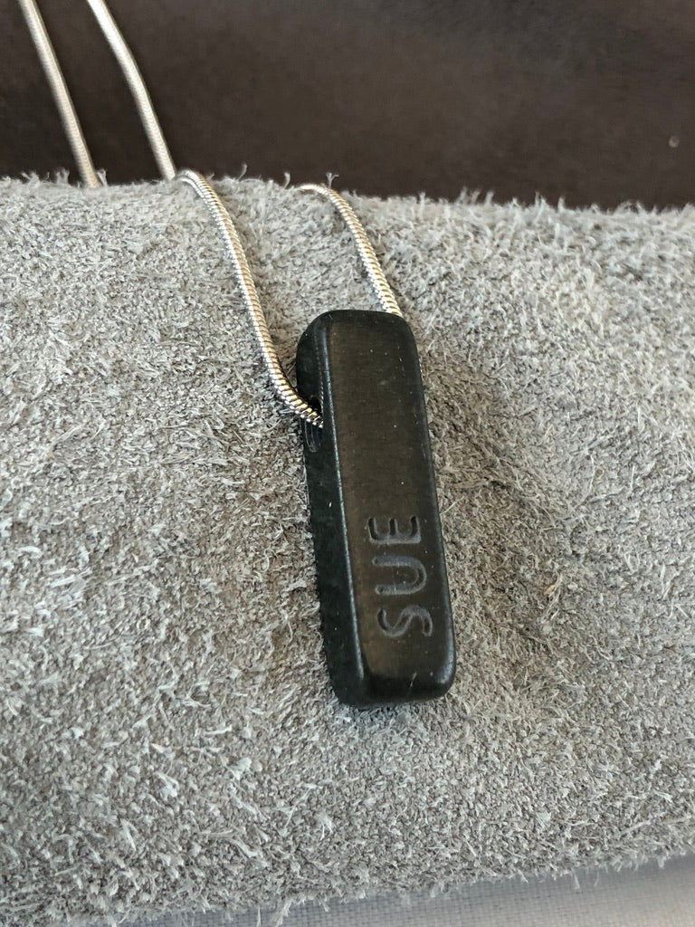 Custom Name Basalt Sand Carved Focal Bead