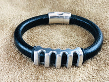 Leather Bracelet with Antique Silver Ladder Slider