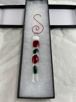 Festive Fused Glass Icicle Christmas Ornaments