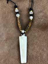 Carved Bone Tribal Face Mask Pendant Necklace