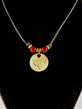 Double Heart Bronze Disc Pendant Necklace