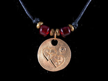 Double Heart Bronze Disc Pendant Necklace