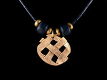 Woven Bronze Disc Pendant Necklace