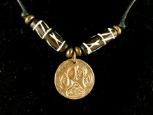 Paw Print Bronze Disc Pendant Necklace