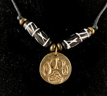 Paw Print Bronze Disc Pendant Necklace