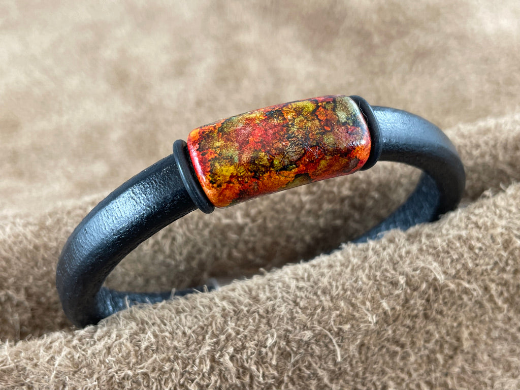 Black Leather Bracelet with