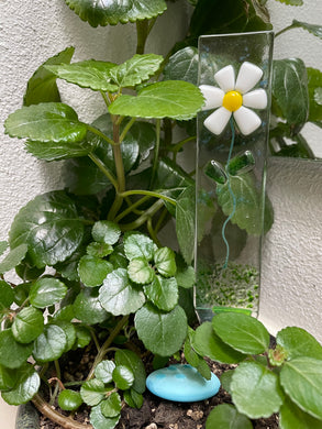 Fused Glass Plant Stake Totem - Daisy Flower