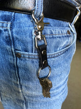 Black Leather Key Ring with Trigger Snap