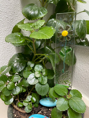 Fused Glass Plant Stake Totem - Purple Flower