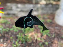Orca Whale Plant Stake - Fused Glass Garden Art