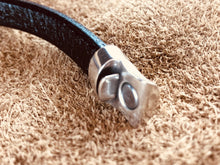 Black Leather Bracelet with Infintiy Anique Sterling Silver Slider
