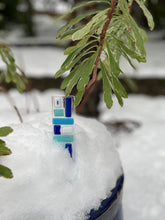 Fused Glass Plant Stake Totem - Blue Tones