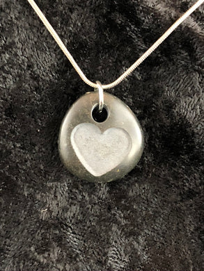Basalt Sand Carved Heart Focal Bead Necklace
