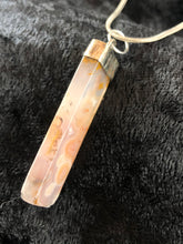 Turkish Agate Stone and Distressed Sterling Silver Pendant Necklace