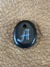 Monogram Initial Sand Carved Focal Bead Sterling Silver Necklace