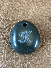 Monogram Initial Sand Carved Focal Bead Sterling Silver Necklace