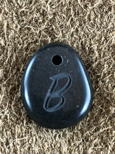 Monogram Initial Sand Carved Focal Bead Sterling Silver Necklace