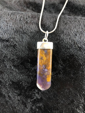 Amethyst Sage Agate Sterling Silver Pendant Necklace