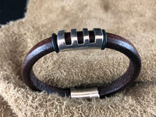 Leather Bracelet with Short Antique Silver Ladder Slider