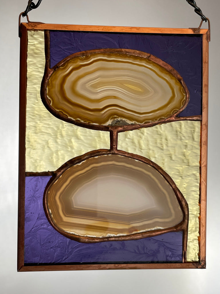 Stained Glass Double Brazilian Agate Sun Catcher - Meadium
