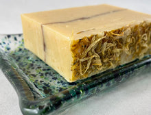 Fused Glass Soap Dish - "Blue/Green Speckles"