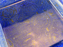 Medium Fused Glass Bowl - "Blue Imprint Circle Grid"