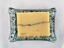 Fused Glass Soap Dish - "Blue/Green Speckles"