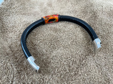 Black Leather Bracelet with "Wonderland" Multi-Color Ink on Metal Slider