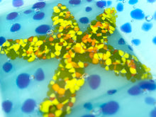 Medium Fused Glass Tray - "Blue Sea Starfish"