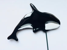 Orca Whale Plant Stake - Fused Glass Garden Art