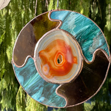 Large Round Stained Glass Brown Agate Sun Catcher