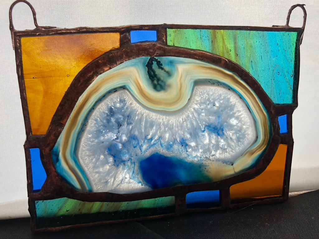 Stained Glass Blue Agate Sun Catcher