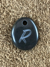 Monogram Initial Sand Carved Focal Bead Sterling Silver Necklace