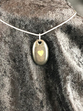 Basalt Sand Carved Golden Heart Focal Bead Necklace