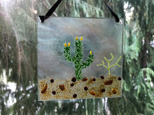 Fused Glass Sun Catcher - "Desert Southwest Cactus Landscape"