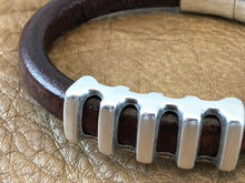 Leather Bracelet with Antique Silver Ladder Slider
