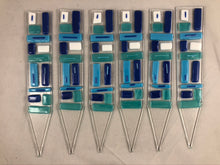 Fused Glass Plant Stake Totem - Blue Tones