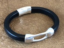 Leather Bracelet with Antique Silver Bridge